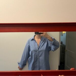 Lands' End Men's Casual Blue Pinstripe Shirt